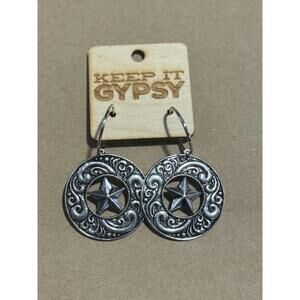 NEW KEEP IT GYPSY women's star center earrings in silver